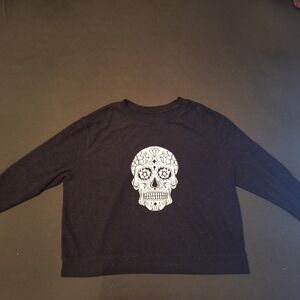 Black Long Sleeve Shirt with Skull Design